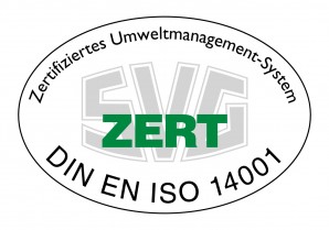 Zertifizierungslogo „Zertifiziertes Umweltmanagement-System, DIN EN ISO 14001”